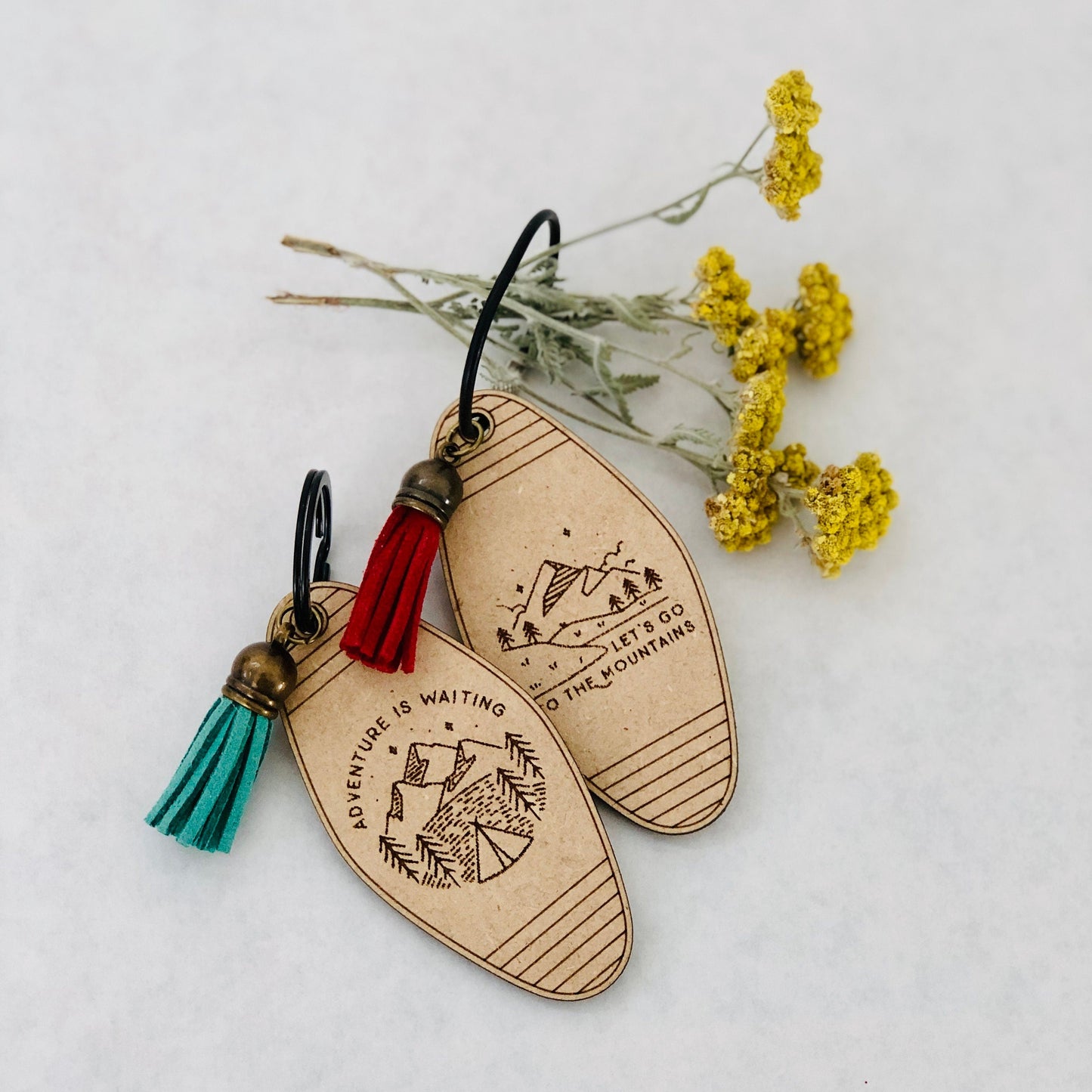 Key Chain - Lets Go to the Mountains - Color Tassel